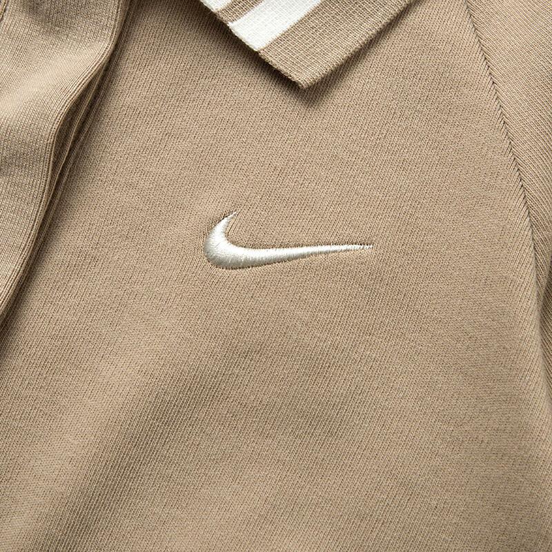 Nike Colorblock Sport Crop Polo Long Sleeve T-Shirt Women Tops Khaki FN1881-247