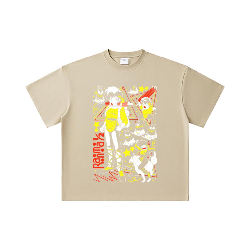 260 GSM Double Yarn 32 Count 100% Cotton Ranma 12 V7 Ryoga Print Unisex Heavy Cotton T Shirt