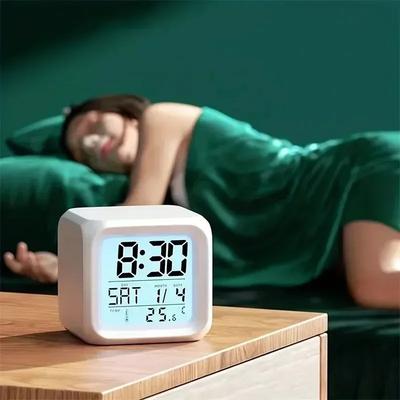 Multifunctional Digital Alarm Clock with Thermometer, LED Night Light for Bedroom & Office