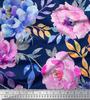 Soimoi Japan Crepe Satin Fabric Leaves & Peony Flower Print Fabric by the Metre 42 Inch