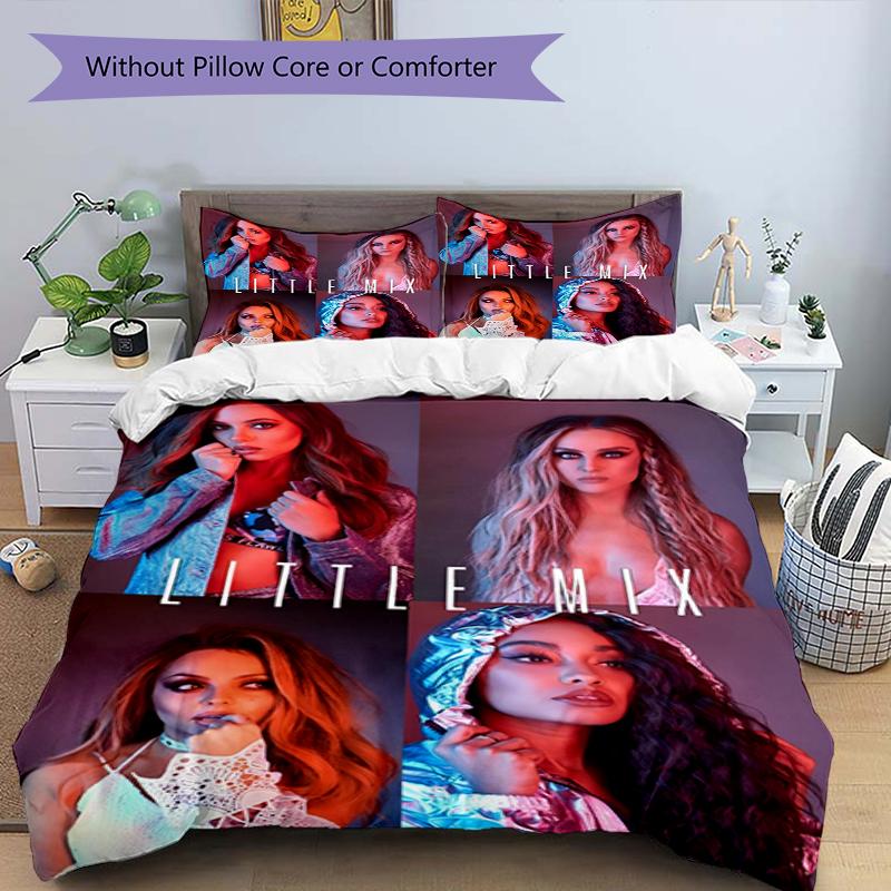 3pcs Little Mix Bedding Set Duvet Cover Closure Includes 1 Duvet Cover & 2 Pillowcases, Soft and Comfortable for All Seasons.