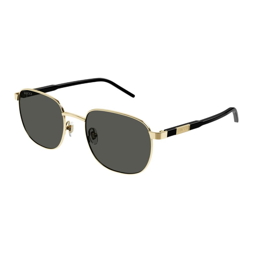 Gucci Full Frame Detail Metallic Square Sunglasses Unisex Couple Gold Gold