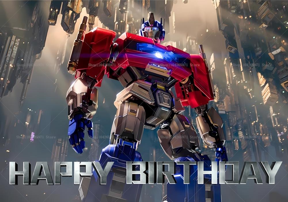 Fun Transformers Background Banner with Optimus Prime Theme for Kids, Children's Party Decoration
