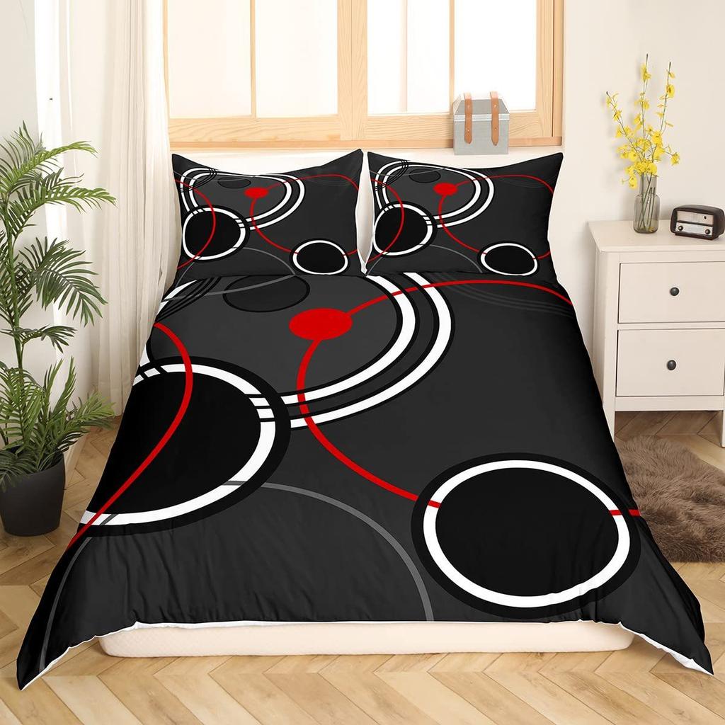 Modern Geometric Lines Three-Piece Quilt Cover Digital Printing Bedding Set Bed Cover