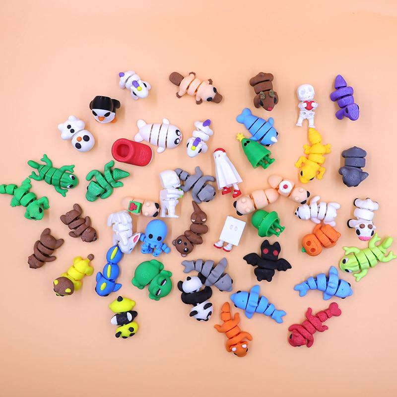 5/10Pcs Random 3D Printed Cute Small Creative Animal Figures Figurines Kids Birthday Party Gifts For Boys Girls