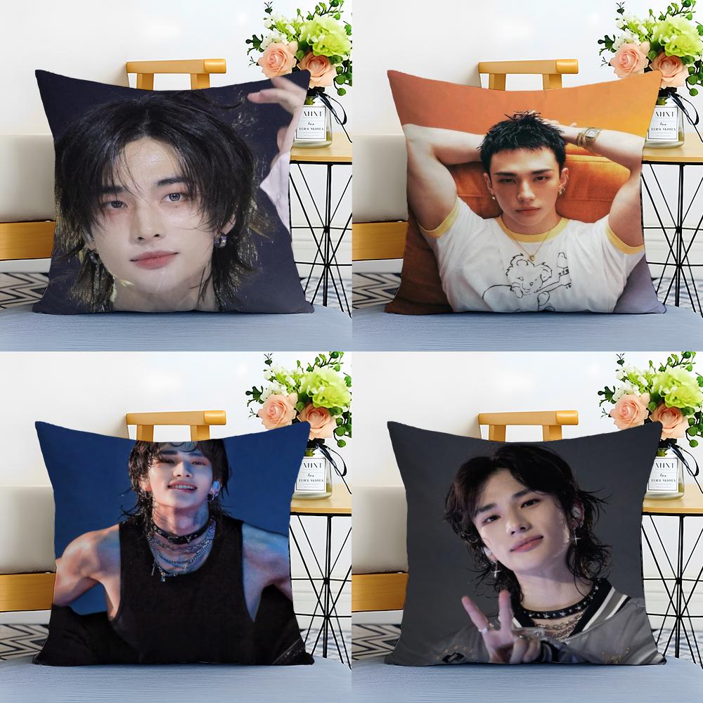 Handsome Singer H-Hyunjins Cushion Cover Linen Pillowcase Soft For Sofa Bed Home Room Decor