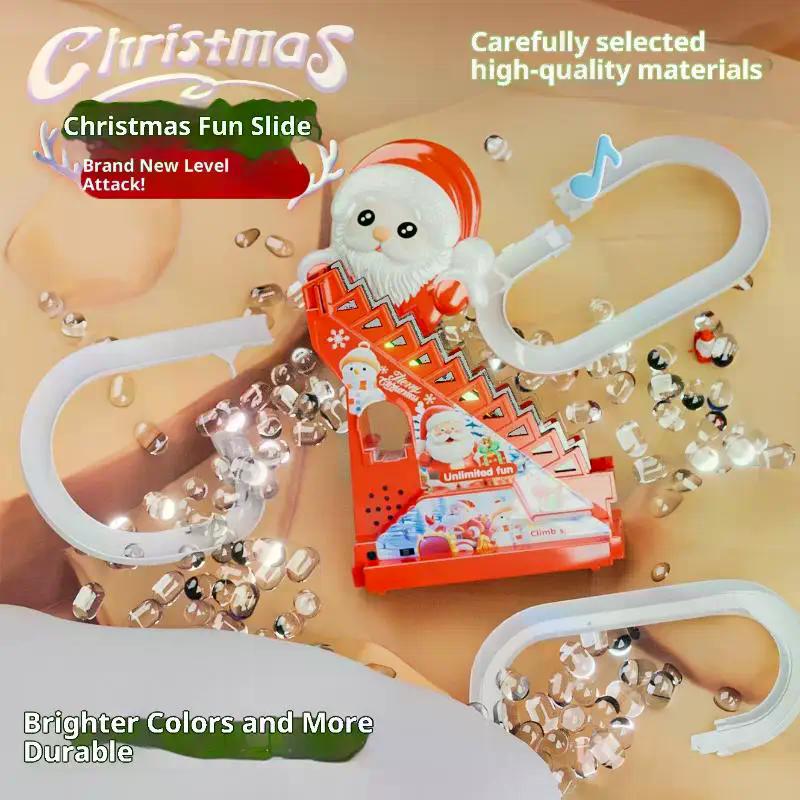 1 Set Weihnachtsmann Weihnachtsspielzeug Elektrischer Schneemann Untersetzer Mit Licht Musikstück Aktivität Für Jungen Mädchen Kinder Treppenrutsche Spielzeug