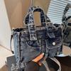 Niche retro versatile denim handbag bag new shoulder messenger bag fashion tote armpit bag