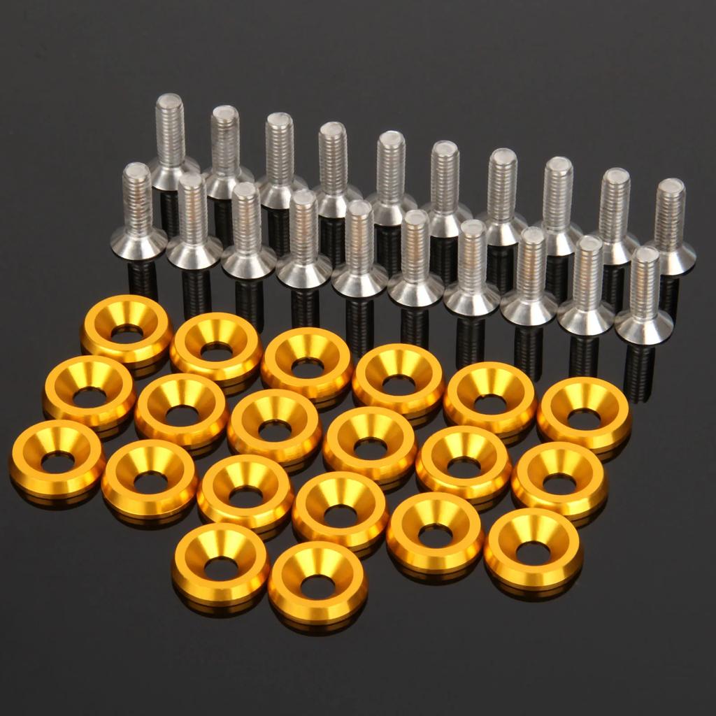 20 Sets Aluminum Fender Bumper Washer Stainless Steel Bolt Engine Bay Dress Up Kit Headlight Trunk License Plate Frame Fasteners