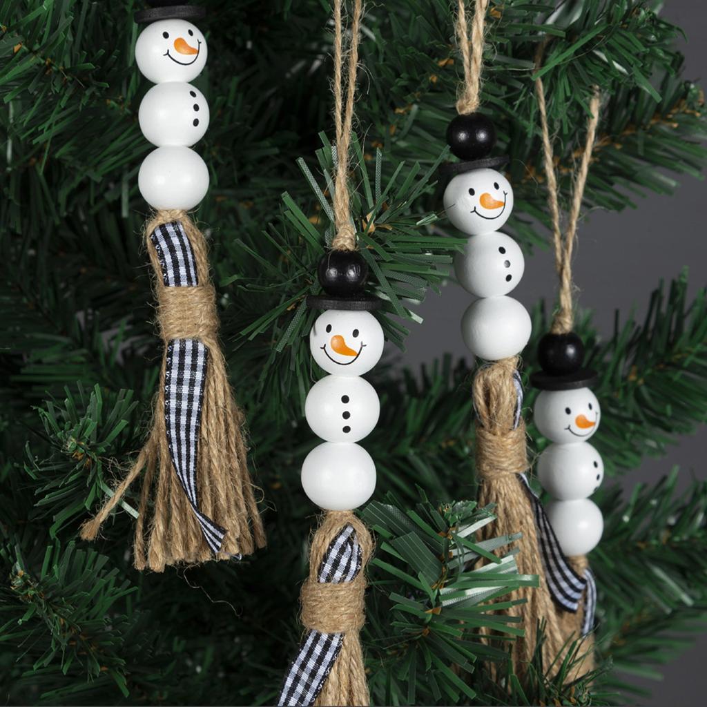 Snowman Wooden Beads Christmas Theme Colorful Wooden Beads Wooden Beads String DIY Accessories
