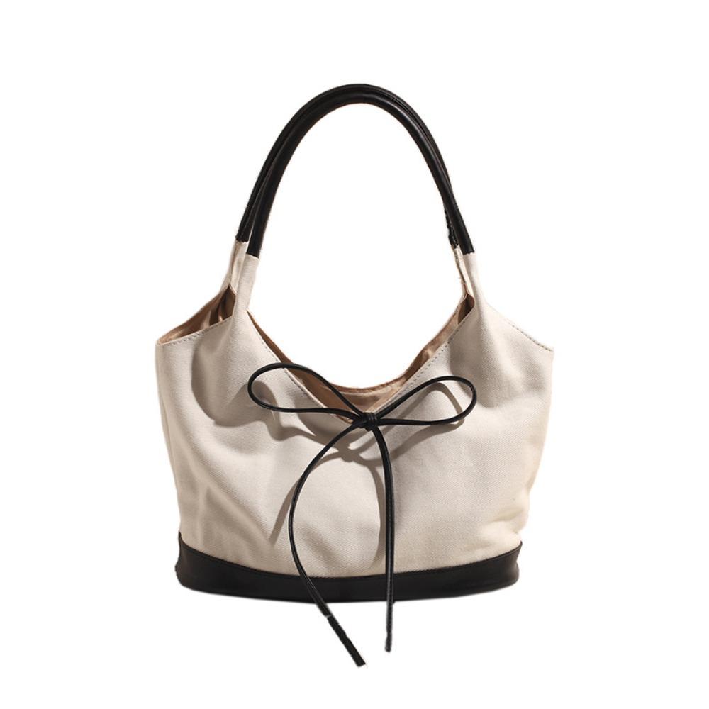 Korean Style Cloth Bow Shoulder Bag Handbag Underarm Bag Versatile Canvas Tote Bag Women