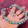 Turquoise, Coral Necklace, Gemstone 925 Solid Sterling Silver Jewelry Necklace, Handmade Jewelry Birthstone Nepali Necklace, Gift For Him