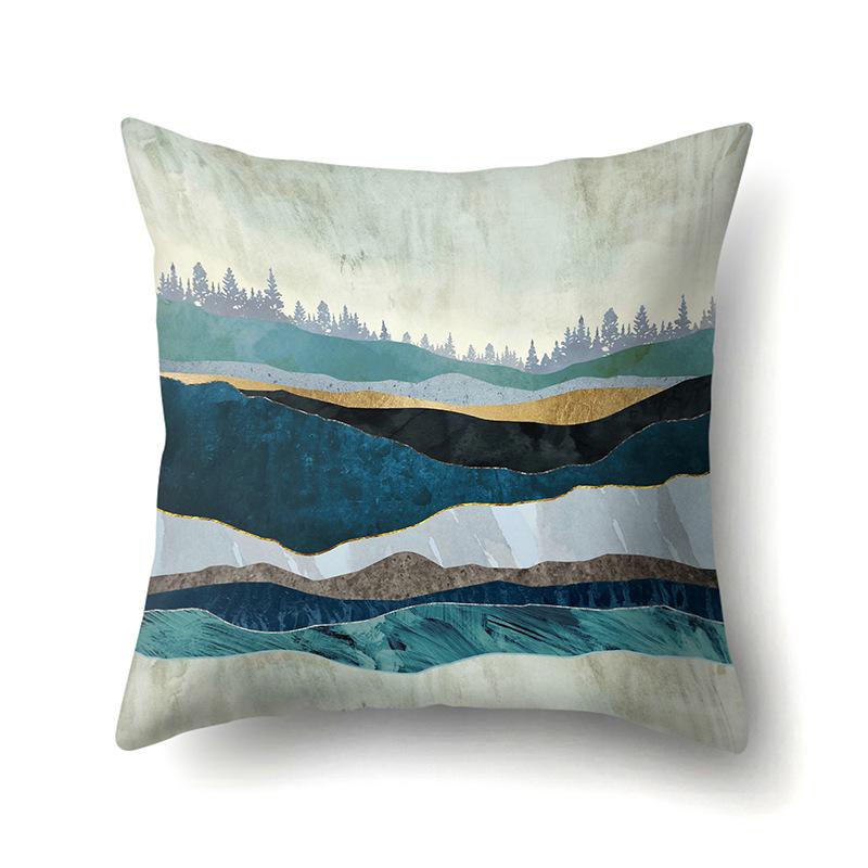 Polyester Pillow Cover Mountain Print Pillow Cover Waist Cushion Cover Car Cushion Head Cushion Cover Premium Durable