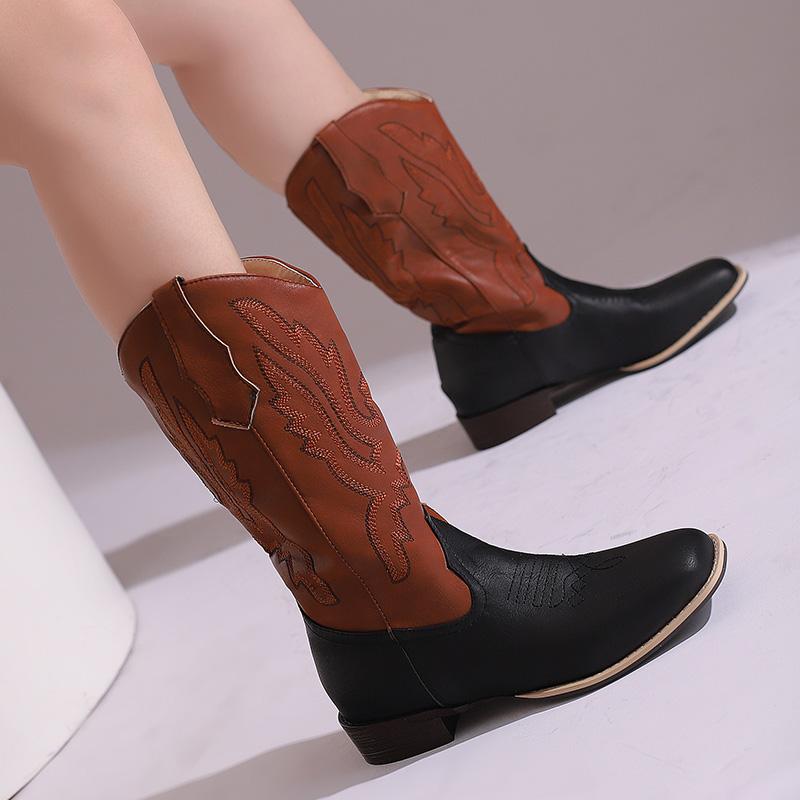 

Women s low-heeled short boots autumn and winter new thick-heeled large-size sleeve casual boots versatile medium boots 48