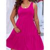 Spring and Summer Large Size Loose A-line Dress Women's Clothing Casual Commuter Sundress Solid Color Fashion Elegant Sleeveless Party Cake Dress