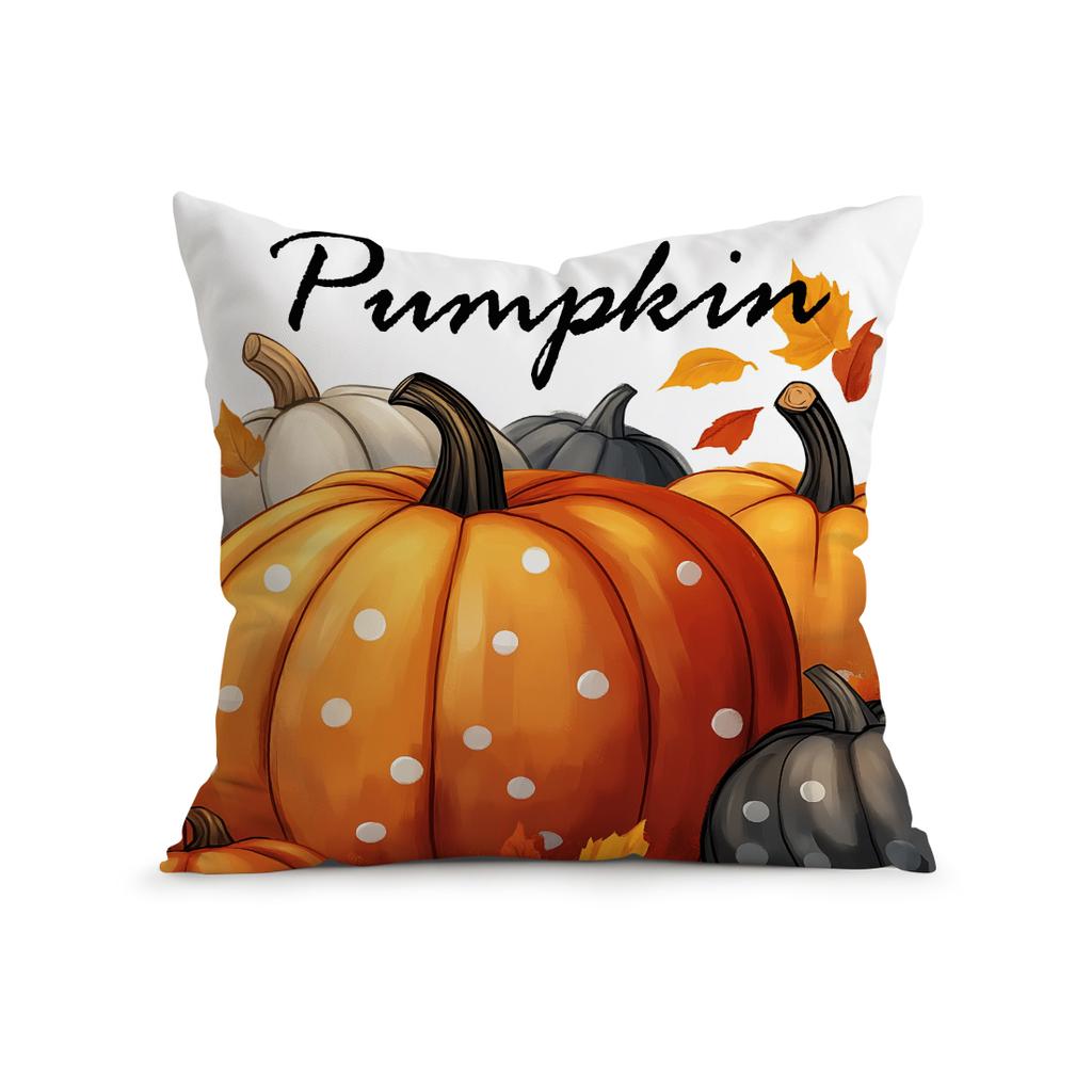 Home Decor Fall-Themed Pumpkin and Leaf Decorative Pillows Pattern Cushion Cover Suitable for Sofa Bedroom Car Pillow Cover