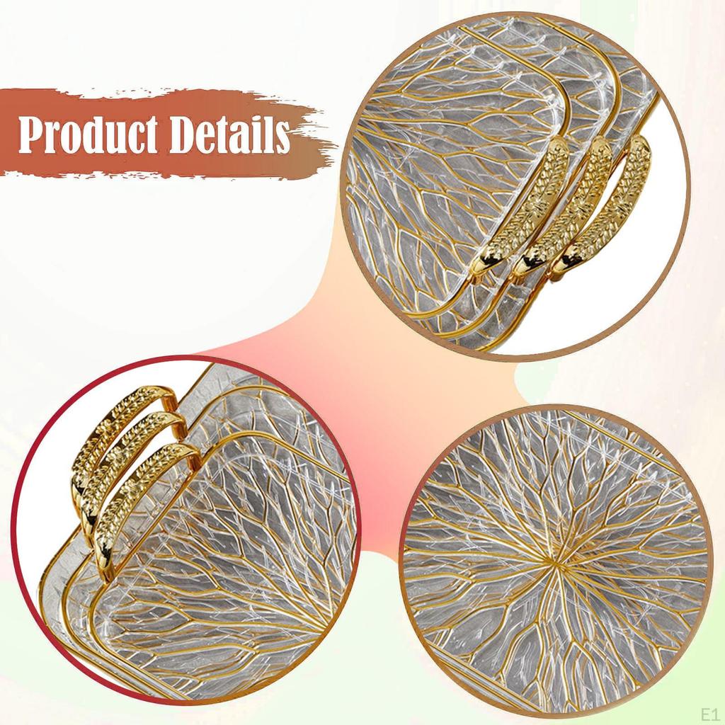 3 Pieces Serving Tray with Handle Coffee Tea Jewelry Storage for Entertaining Living