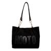 Large Capacity Canvas Tote Bag For College Students Elegant Soft Pu Material Available In Black White Brown And Coffee Colors