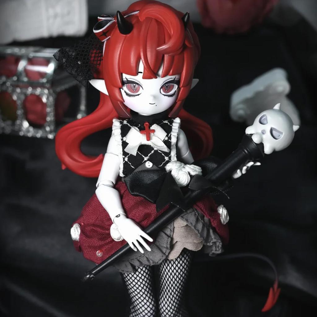Bahomu Blind Doll Devil Horn Series BJD Articulated Doll Blind Box 1/8 Scale 19cm Cute Devil Girl Doll Collection 6 Types + 1 Secret Type Dress-up (1