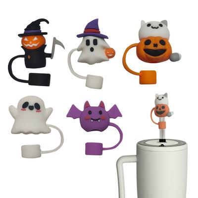 10mm3D Halloween Straw Cover Silicone Straw Cover 10mm 0.4in Dust-Proof Reusable Straw Tips Lids