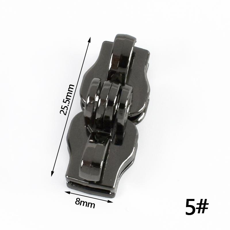 2/5/10Pairs 5# 8# 10# Lockable Nylon Zipper Sliders Double Hole Safety Zip Lock for Luggage Zips Puller Closure Repair Accessory