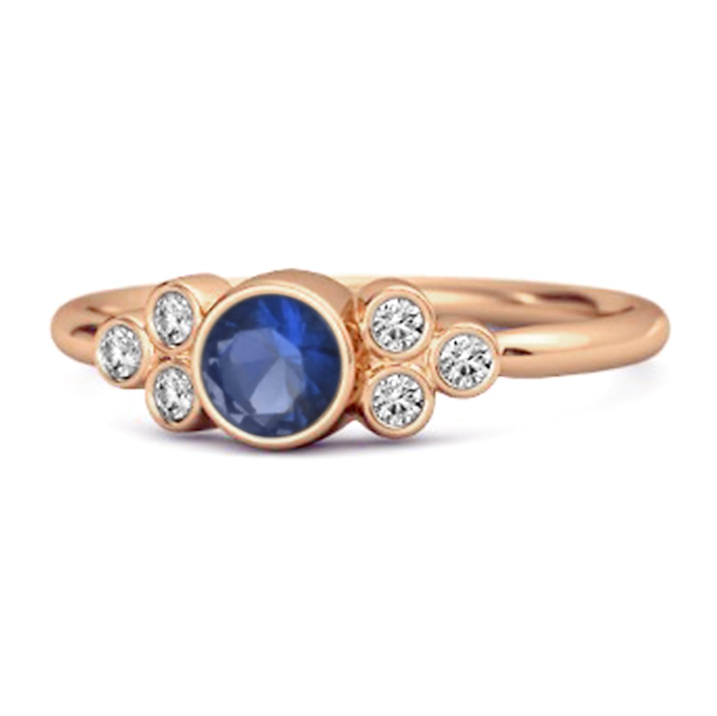 

Bezel Set Blue Sapphire 925 Sterling Silver Rose Gold Vermeil Boho Ring 9.5 Яскраво-рожевий