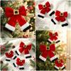 Red Christmas Bowknot Decoration Belt Bowknot Christmas Bow Pendant  Home Decoration