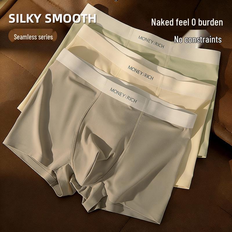 Premium Ice Silk Seamless Men s Boxer Briefs - Comfortable Nylon Underwear for Summer 4XL 180-200 lbs