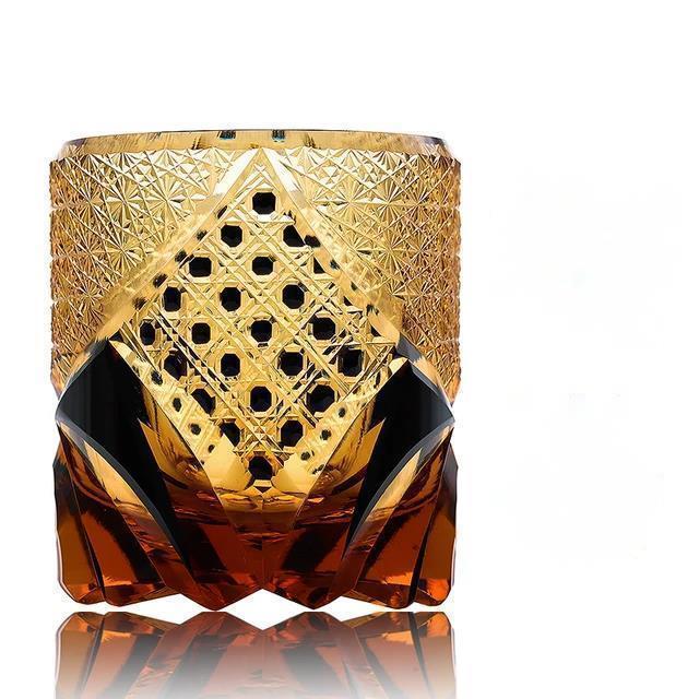 Japansk Svart Kriger Rustning Edo Kiriko Whisky Tumbler Ravkrystaller Whiskykopp High-end Vinglass Håndskåret Cognacglass
