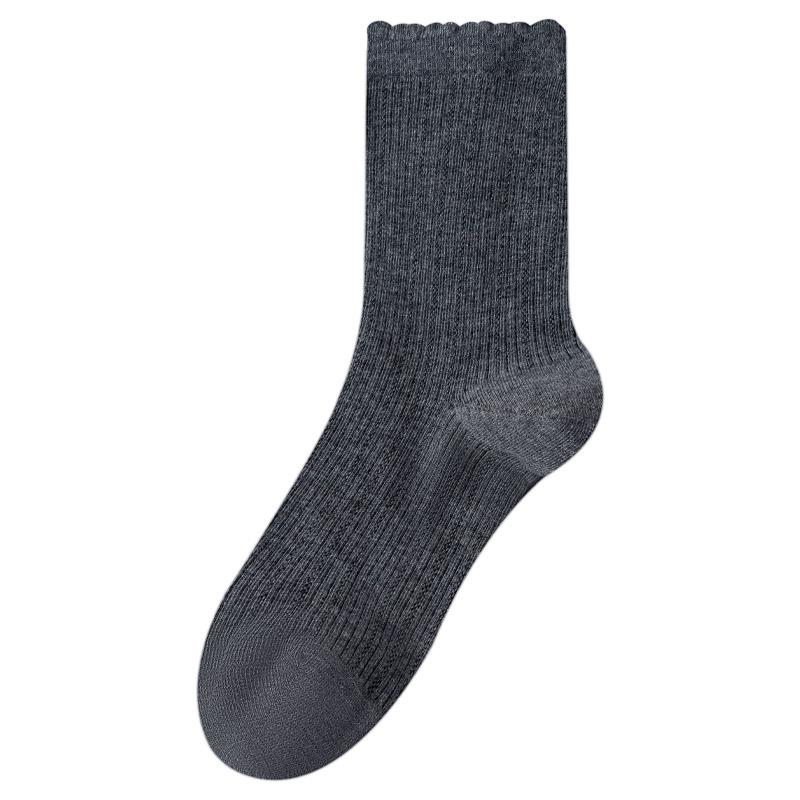 Women's Spring and Autumn Boneless Mid-calf Socks with Lace, Paired with Mary Jane Anti-pilling Cotton Socks