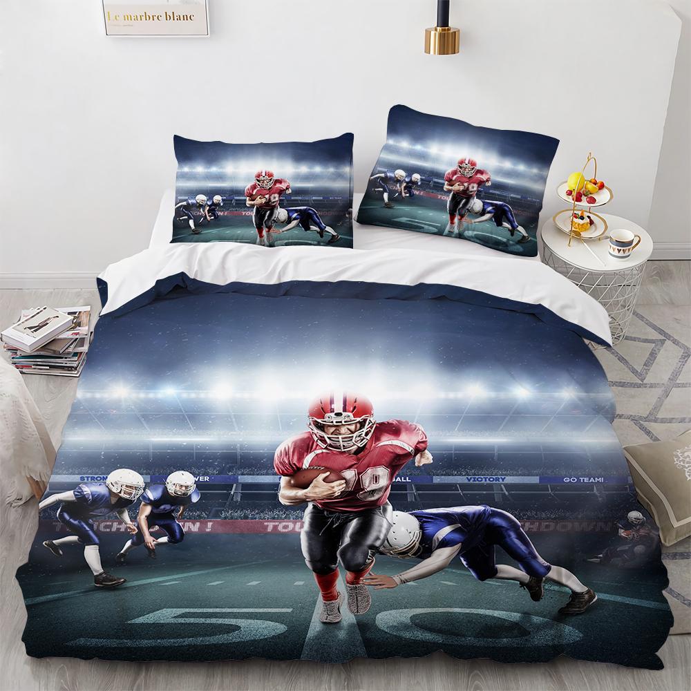 

3D Print Rugby Sports Duvet Cover Set, American Football Bedding Set Queen Fashion 3pcs Comforter microfiber Quilt Cover Double 135x200cm