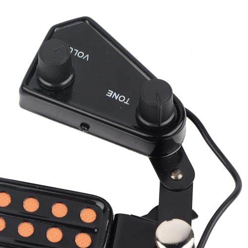 Alomejor Guitar Pickup, 12-Hole Acoustic Guitar Pickup with Tone and Volume Controls and Connectors, Easy to Use, Compatible with Acoustic Guitars