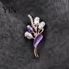 Elegant Alloy Jewelry Faux Pearl Tulip Brooch for Women, Bling Rhinestone Flower Decorative Shirt Brooches Lapel Pin, Dainty Clothing Wedding