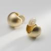 Elegant Gold Bean Earrings: Simple French Design, Clip-On, No Piercing Needed, High-End Fashion for Women.
