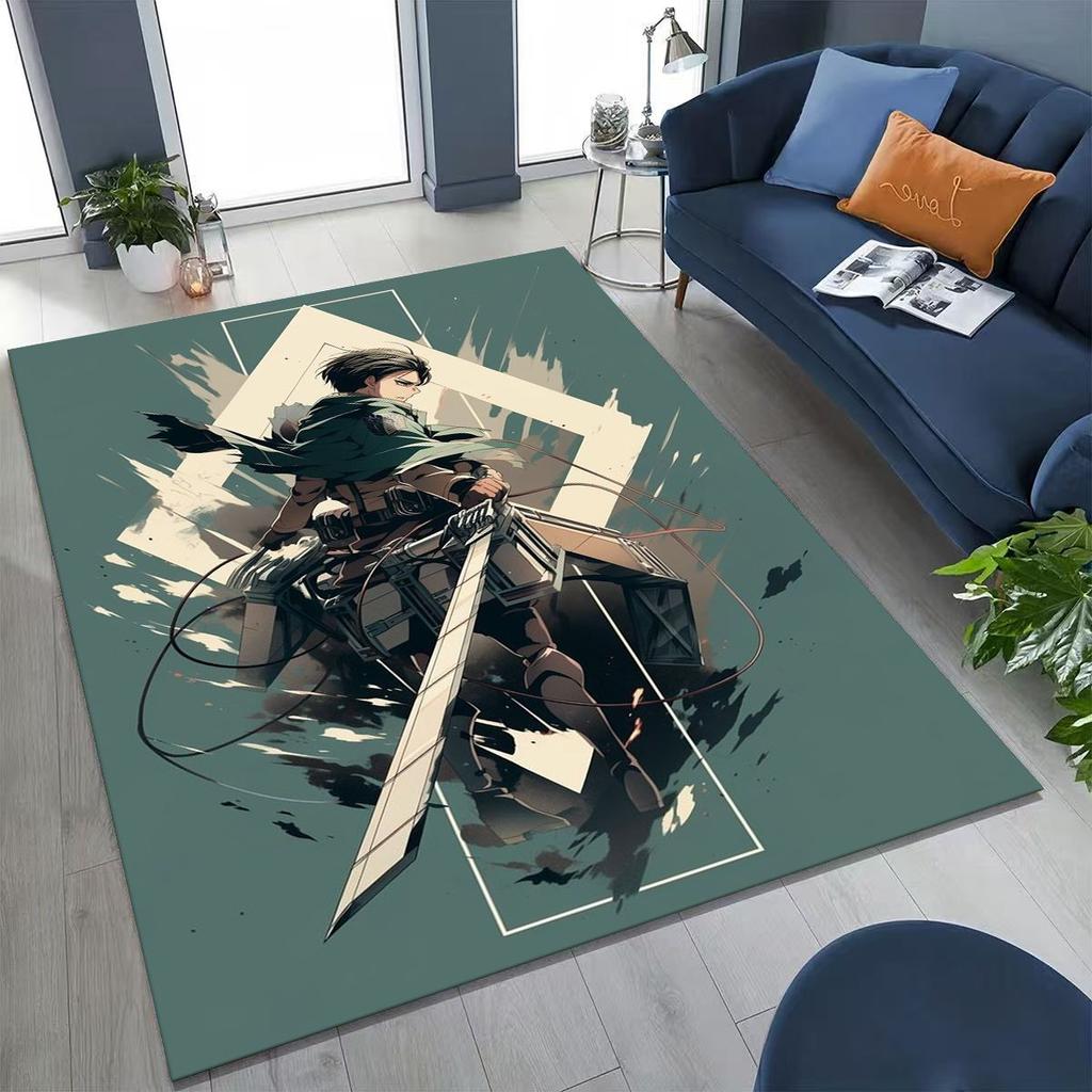 2026 New Anime Attack on Titan Eren Mikasa Cartoon Rug for Bedroom Living Room Sofa Home Doormat Decor,Kids Non-slip Floor Mat