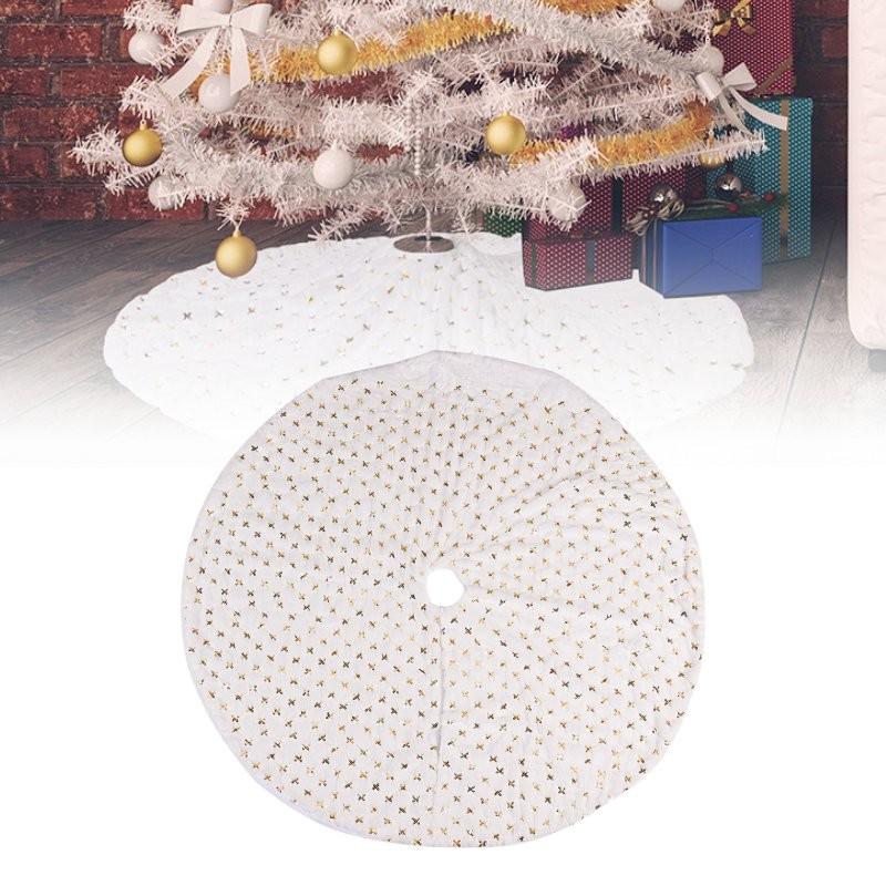 Christmas Tree Skirt Base Stand Cover Holiday Decoration Gold Color Piece Bead