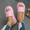 Women's Chunky Platform Slippers Summer Comfort Soft Thick Bottom Slides Woman for Sandals 2024 Open Toe Non-slip Beach Shoes