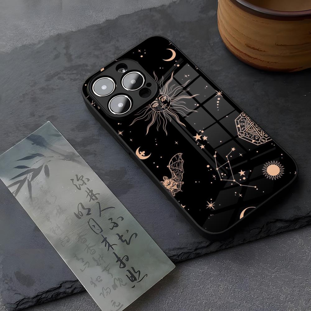 Glitter Bling Stars Moon Phone Case Tempered Glass For IPhone 13 17 14 16 12 15 11 Pro XS Max Plus Mini X XR SE2020 Coque