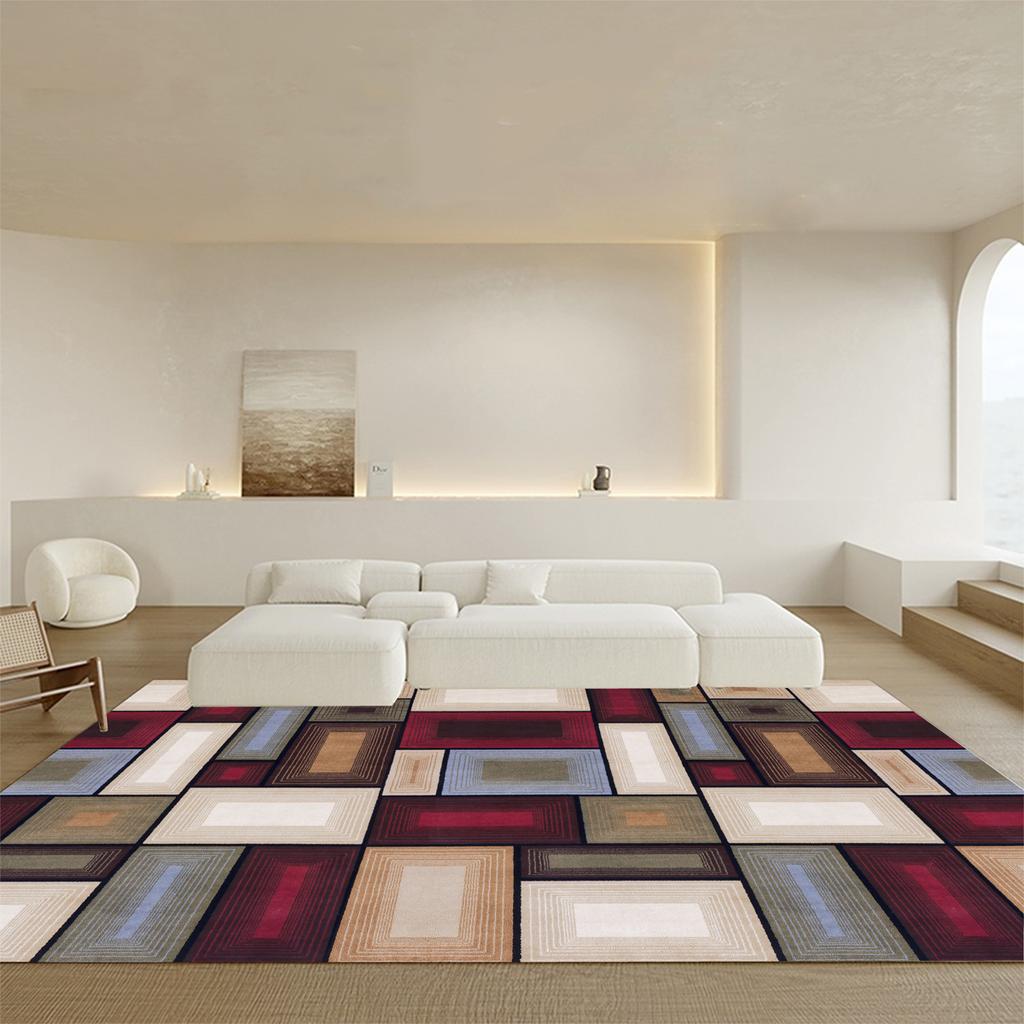 Braune Geometrische Teppiche für Wohnzimmer Große Flächenteppiche für Schlafzimmerdekor Nordische Heimdekoration Ankleidezimmermatte Weicher Lounge-Teppich