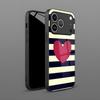 Creative Striped Heart Pattern Tempered Glass Phone Case For iPhone 17 16 15 Pro Max 14 13 12 11 17 Air 7 8 Plus XR XS X Cover