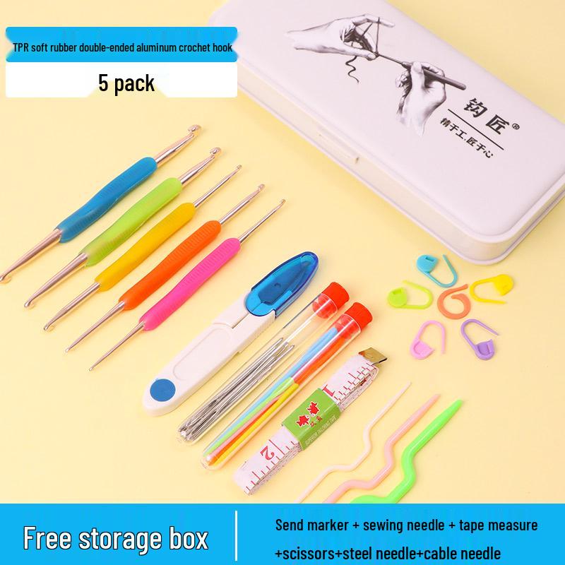 Beginner Soft-Grip Crochet Hook Set for DIY Knitting and Micro-Hooking