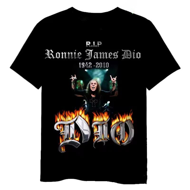 Summer New 2D Printed Round-neck T-shirt for Men, European-American DIO Band Style Trendy Short-sleeved T-shirt