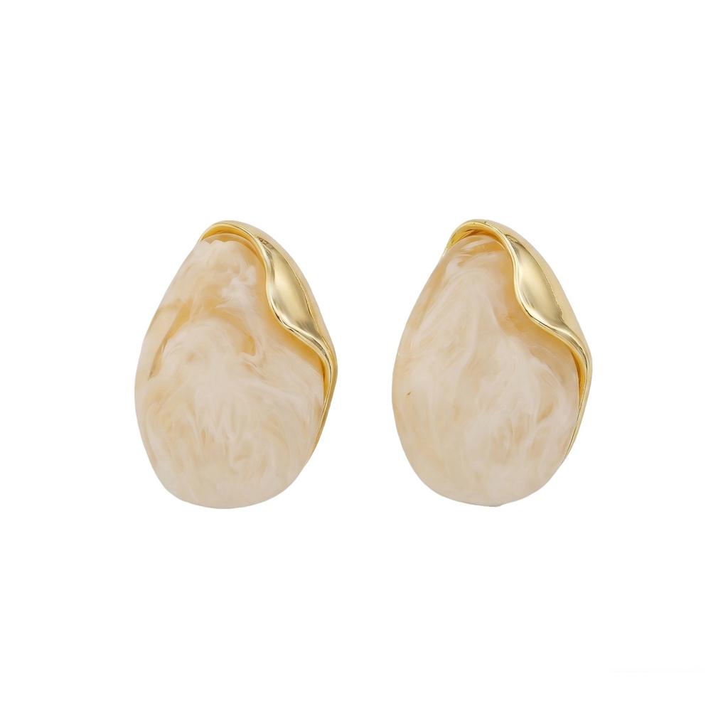 European and American style women's earrings geometric niche inlaid gemstone design retro stud earrings versatile high-end earrings