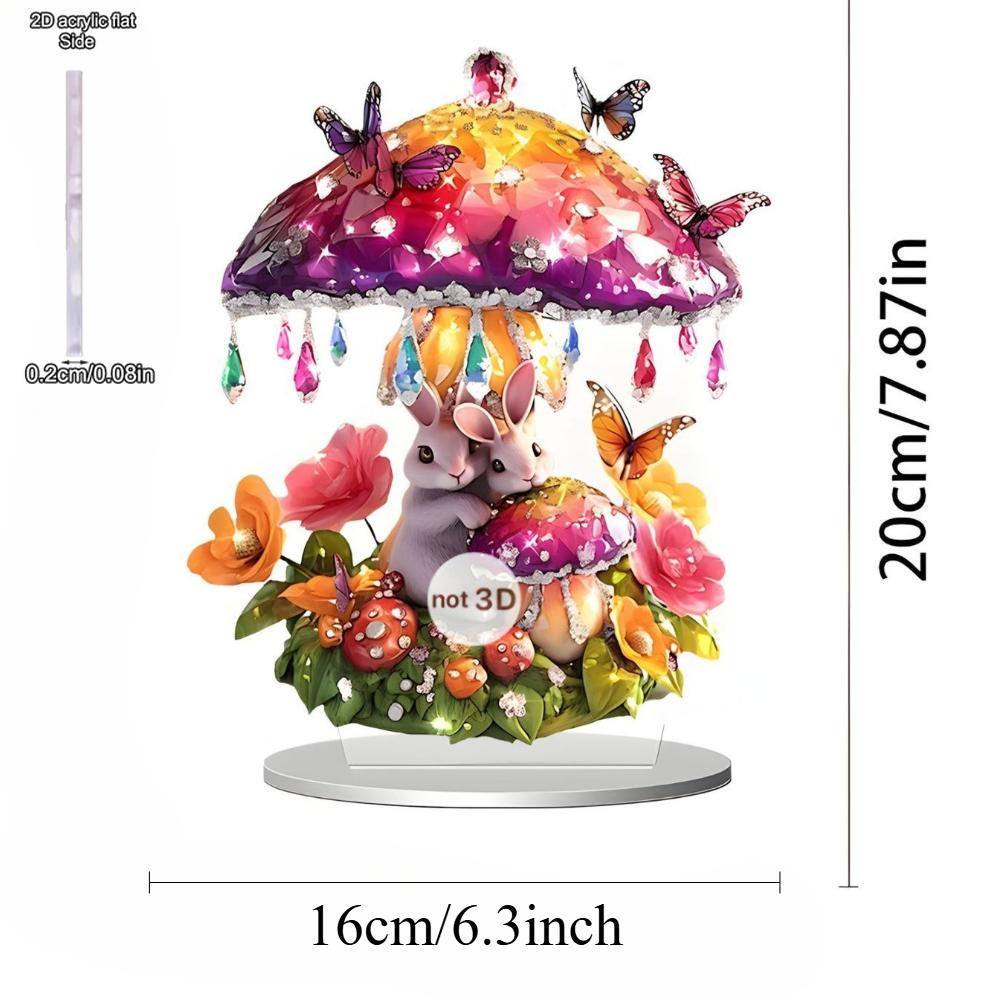 

2D Flat Acrylic Rabbit Mushroom Decoration, Indoor and Outdoor Decoration - No Battery/electricity Required, Free Day Decoration, Shop Decoration, Dur D