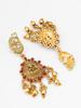 Gold-Plated Green & Maroon Stone-Studded & Beaded Handcrafted Jewellery Set