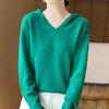 Damtröja med huva i ren australisk ull, tjock sju-gauge stickning, avslappnad ready-to-wear pullover