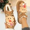 Fashion Cute Cartoon Reindeer Thick Bottom Snow Boots Women 2025 Winter Warm Short Plush Chunky Platform Ankle Boots Christmas Shoes 43