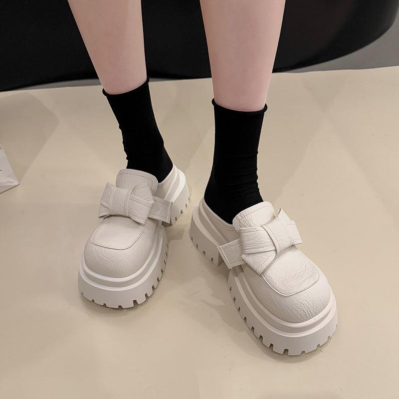 Thick Heel Height Increase Small Leather Shoes Women's Spring and Summer New Retro Fashion Platform Single Shoes Women