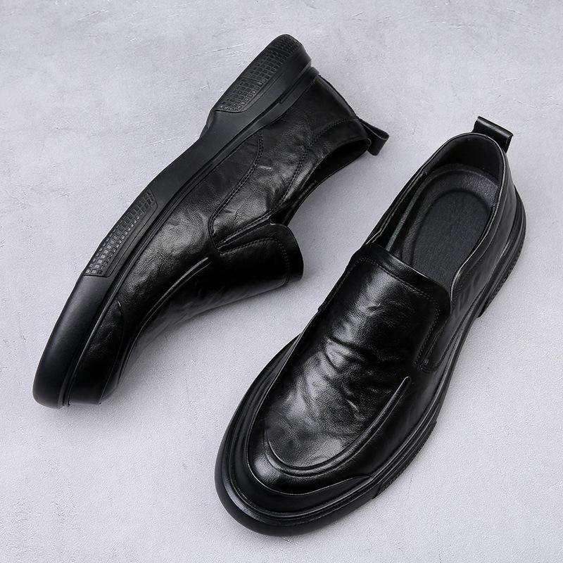 2025 autumn new soft leather men's shoes breathable business dress leather shoes men's trend versatile round head casual shoes men