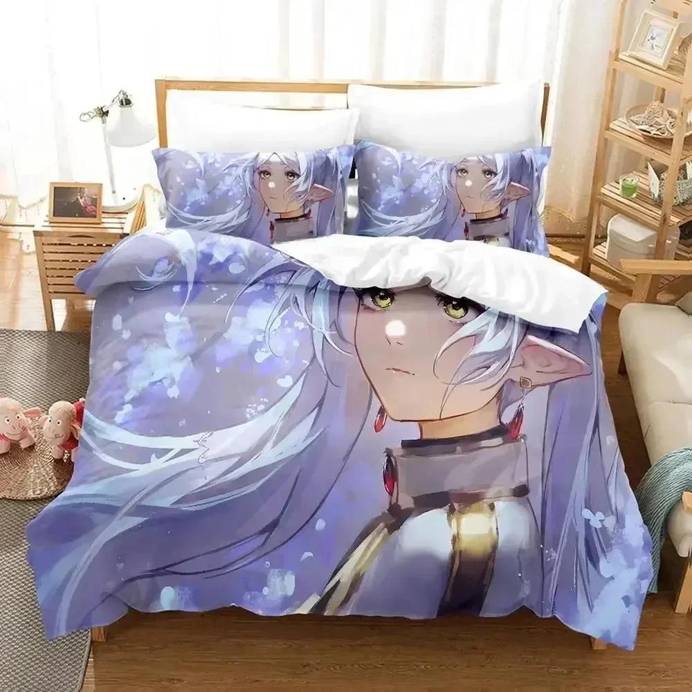 3D Print Anime New Frieren Printed Bed Set Duvet Cover Pillowcase Bedding Set Bed Linen Sheet Quilt Cover Full Queen King Size